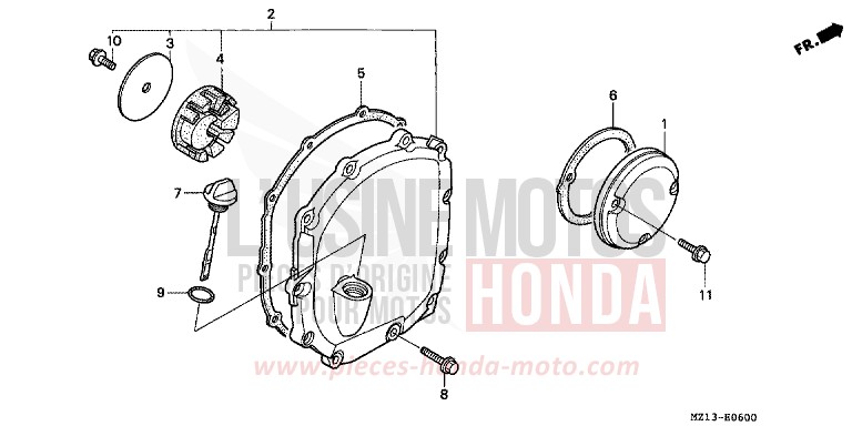 RIGHT CRANKCASE COVER for CB1000F "Big One" CANDY REVIVE RED (R210) from 1996